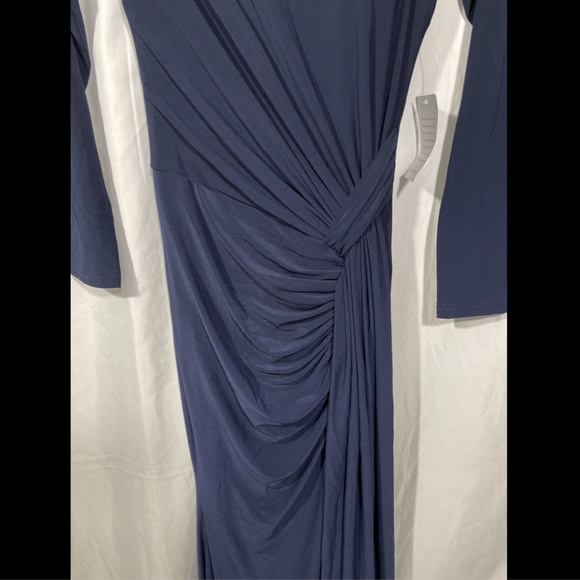 NWD XSCAPE Beaded Neck Long Sleeve Ruched Gown 2 - Picture 7 of 12